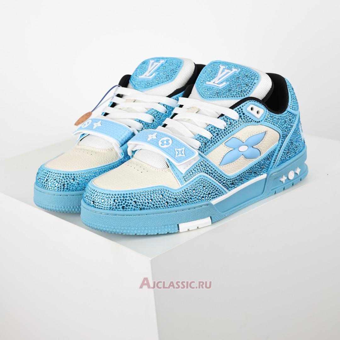 New Louis Vuitton LV Trainers Sneaker "Blue Beige Crystal" 1AHTVK-2 Shoes