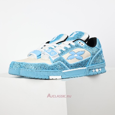 Buy Louis Vuitton LV Trainers Sneaker Blue Beige Crystal Blue 1AHTVK-2 Quality Reps Replicas Shoes