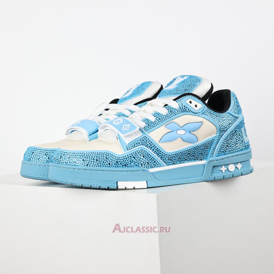New Louis Vuitton LV Trainers Sneaker "Blue Beige Crystal" 1AHTVK-2 Shoes