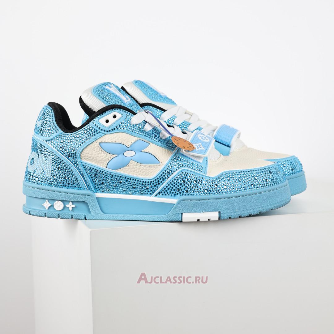 New Louis Vuitton LV Trainers Sneaker "Blue Beige Crystal" 1AHTVK-2 Shoes