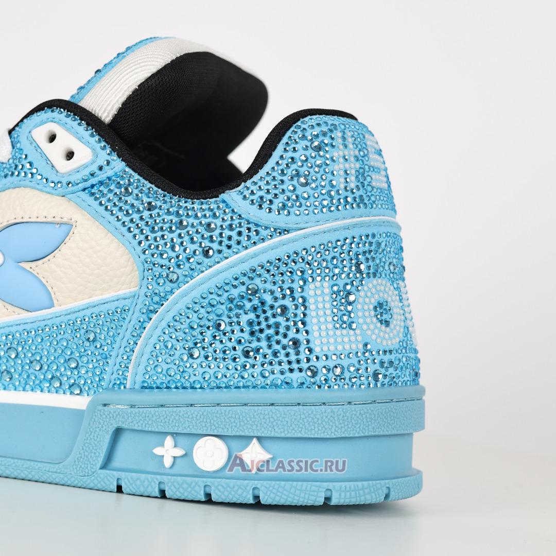 New Louis Vuitton LV Trainers Sneaker "Blue Beige Crystal" 1AHTVK-2 Shoes