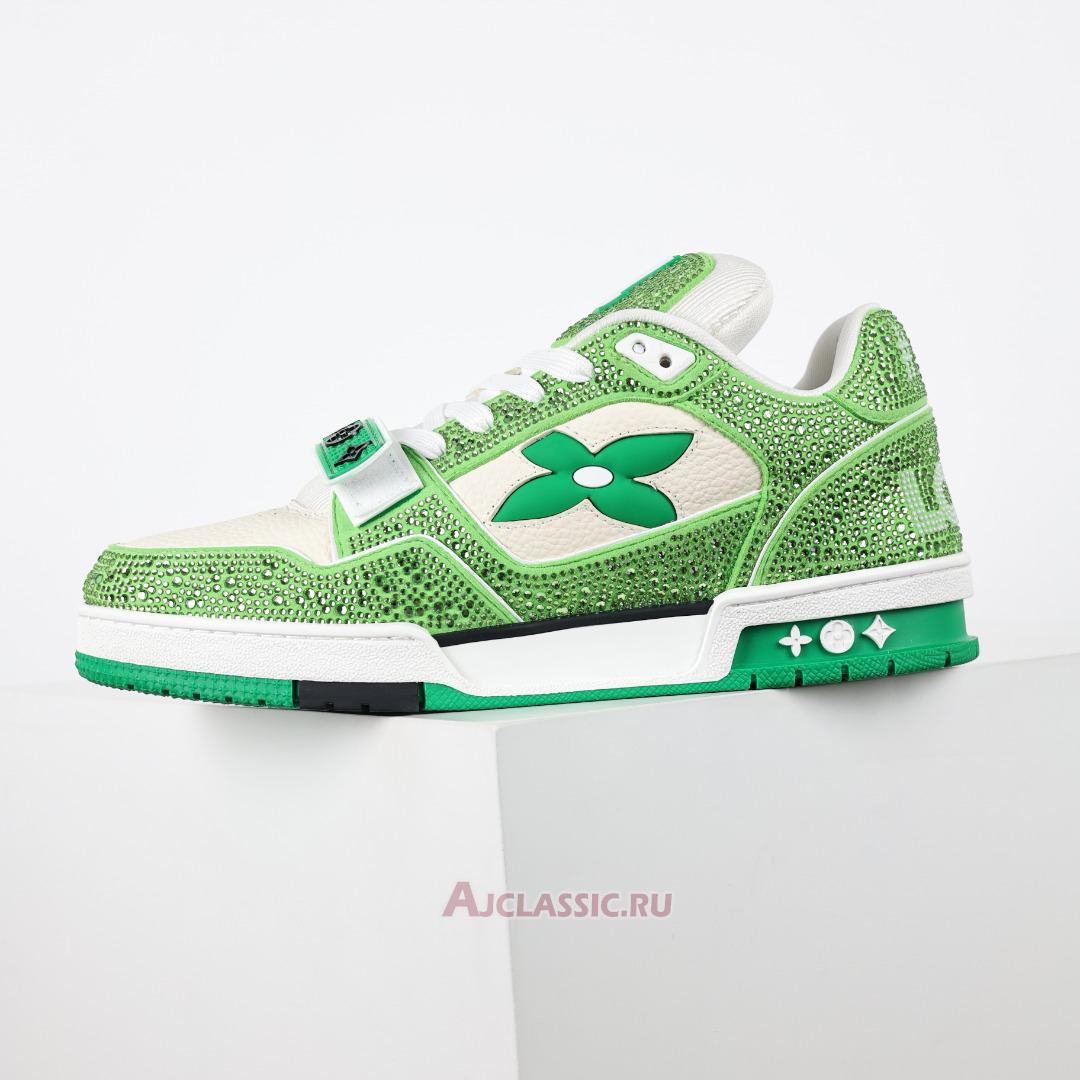 New Louis Vuitton LV Trainers Sneaker "Green Beige Crystal" 1ABLY3-2 Shoes