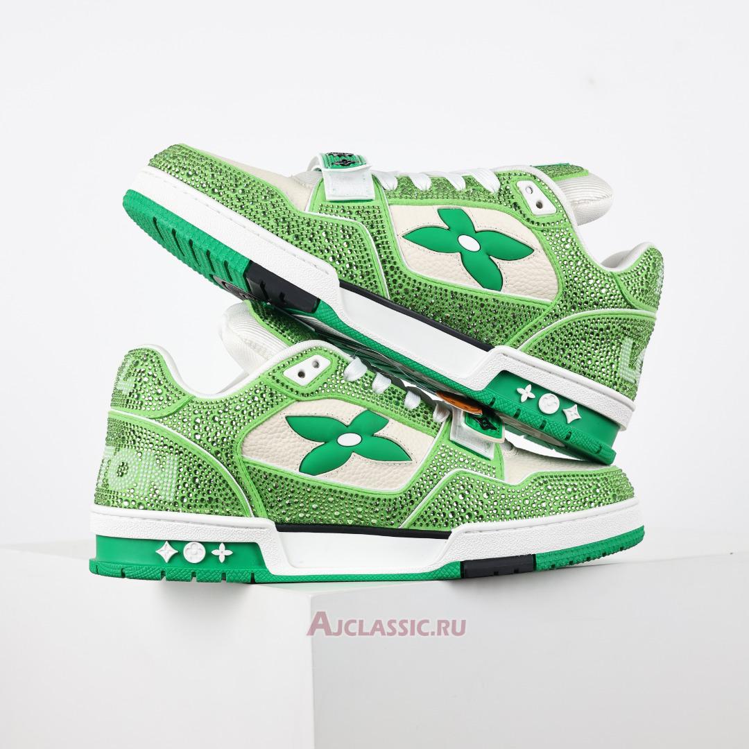 New Louis Vuitton LV Trainers Sneaker "Green Beige Crystal" 1ABLY3-2 Shoes