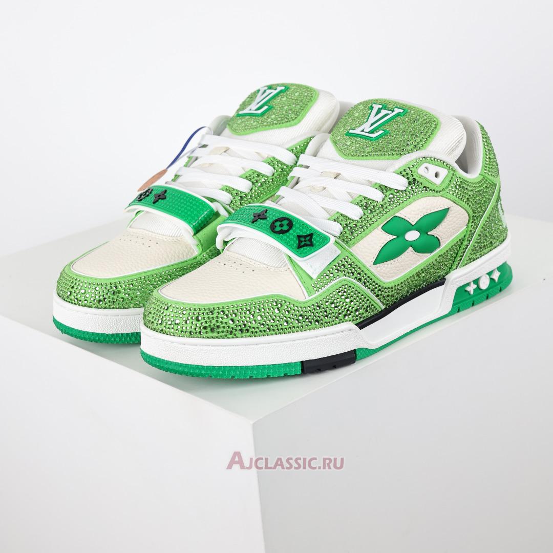 New Louis Vuitton LV Trainers Sneaker "Green Beige Crystal" 1ABLY3-2 Shoes