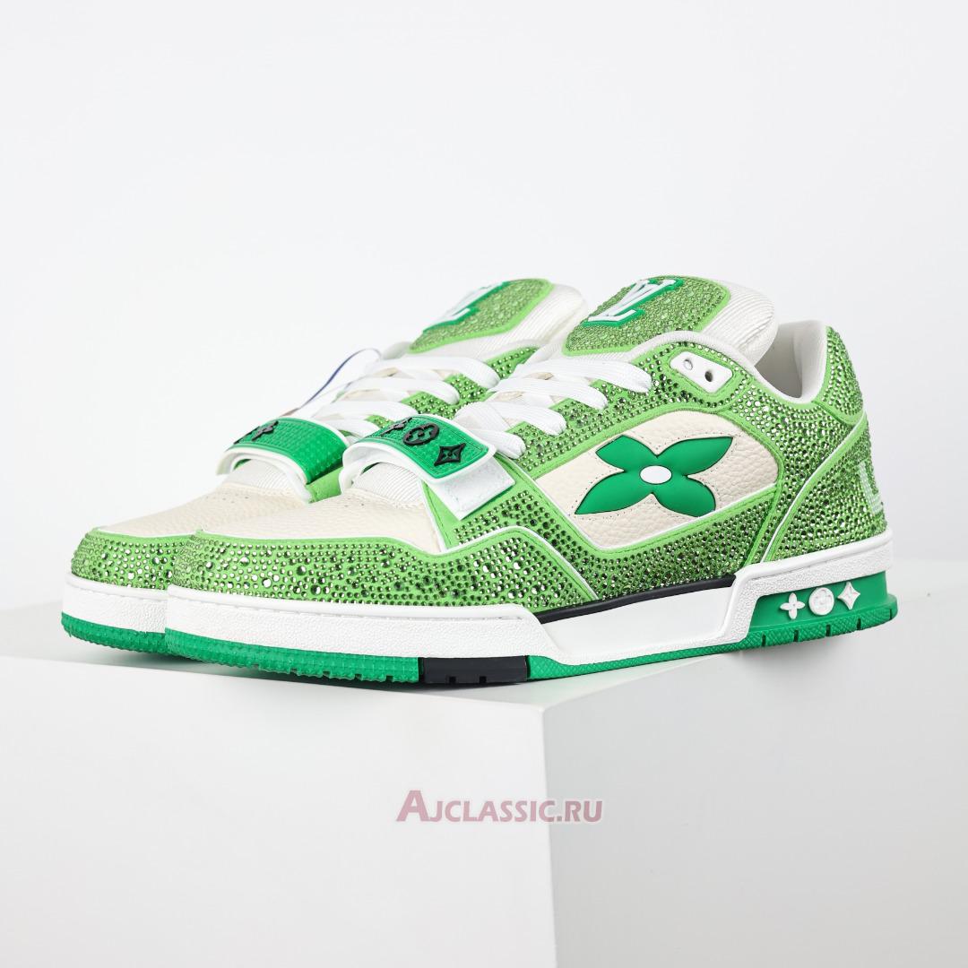 New Louis Vuitton LV Trainers Sneaker "Green Beige Crystal" 1ABLY3-2 Shoes