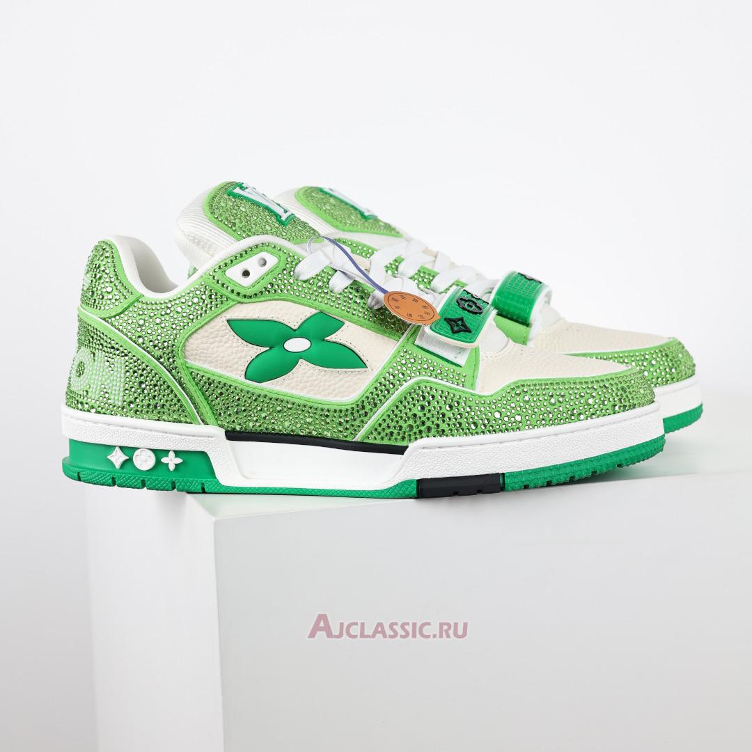 New Louis Vuitton LV Trainers Sneaker "Green Beige Crystal" 1ABLY3-2 Shoes