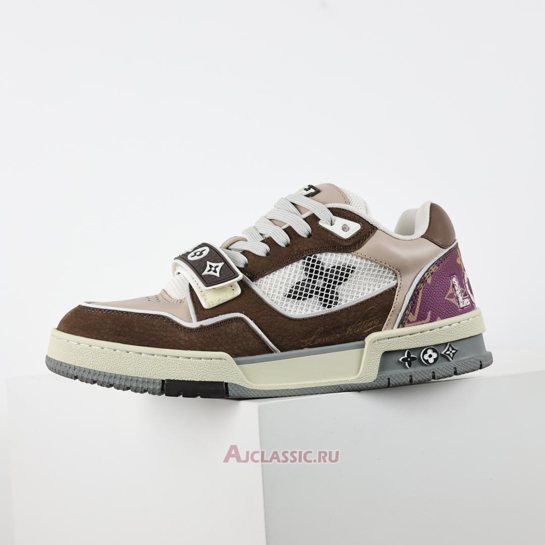 New Louis Vuitton LV Trainers Sneaker "Brown Beige Purple" 1AC51J-2 Shoes