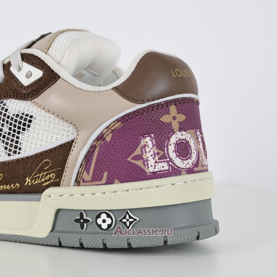 New Louis Vuitton LV Trainers Sneaker "Brown Beige Purple" 1AC51J-2 Shoes