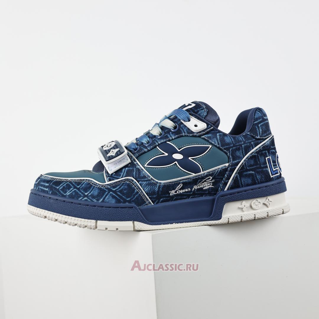 New Louis Vuitton LV Trainers Sneaker "Blue Croc-Embossed Denim" 1ADE3A Shoes