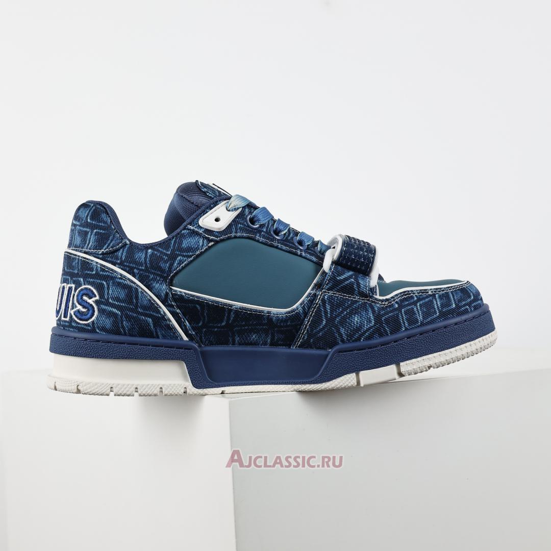 New Louis Vuitton LV Trainers Sneaker "Blue Croc-Embossed Denim" 1ADE3A Shoes