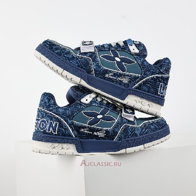 Buy Louis Vuitton LV Trainers Sneaker Blue Croc-Embossed Denim Blue 1ADE3A Quality Reps Replicas Shoes