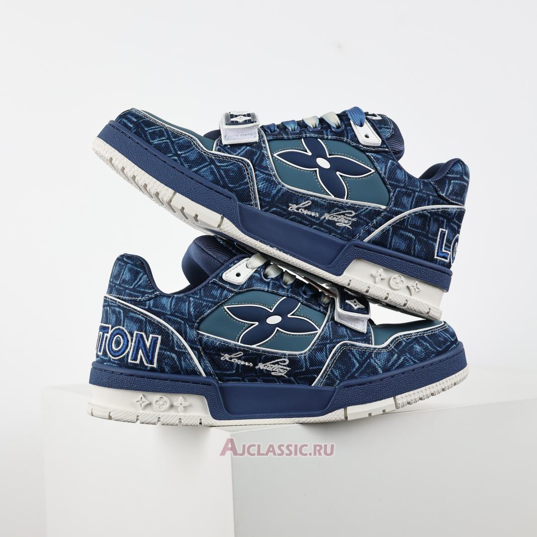 New Louis Vuitton LV Trainers Sneaker "Blue Croc-Embossed Denim" 1ADE3A Shoes