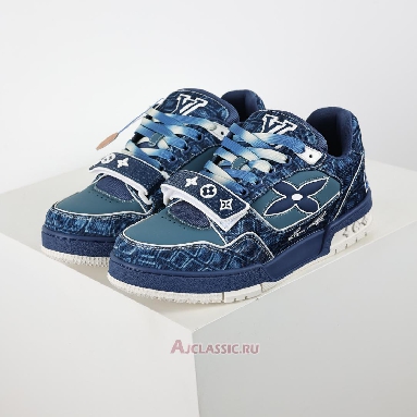 Buy Louis Vuitton LV Trainers Sneaker Blue Croc-Embossed Denim Blue 1ADE3A Quality Reps Replicas Shoes