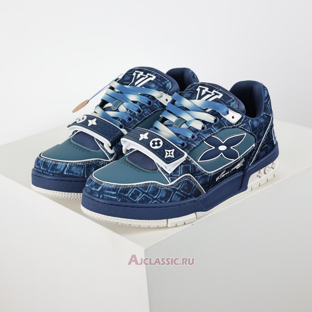 New Louis Vuitton LV Trainers Sneaker "Blue Croc-Embossed Denim" 1ADE3A Shoes