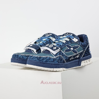 Buy Louis Vuitton LV Trainers Sneaker Blue Croc-Embossed Denim Blue 1ADE3A Quality Reps Replicas Shoes