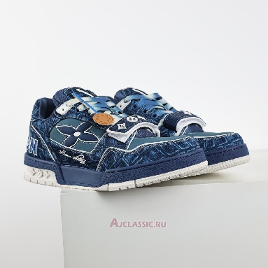 Buy Louis Vuitton LV Trainers Sneaker Blue Croc-Embossed Denim Blue 1ADE3A Quality Reps Replicas Shoes