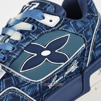 Buy Louis Vuitton LV Trainers Sneaker Blue Croc-Embossed Denim Blue 1ADE3A Quality Reps Replicas Shoes