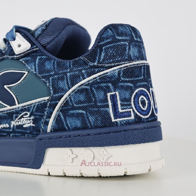 Buy Louis Vuitton LV Trainers Sneaker Blue Croc-Embossed Denim Blue 1ADE3A Quality Reps Replicas Shoes