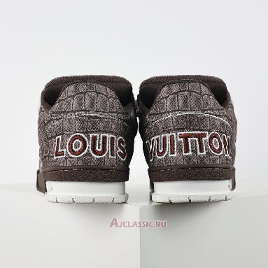 Buy Louis Vuitton LV Trainers Sneaker Mocha Brown Croc-Embossed Denim Brown 1ADE26 Quality Reps Replicas Shoes