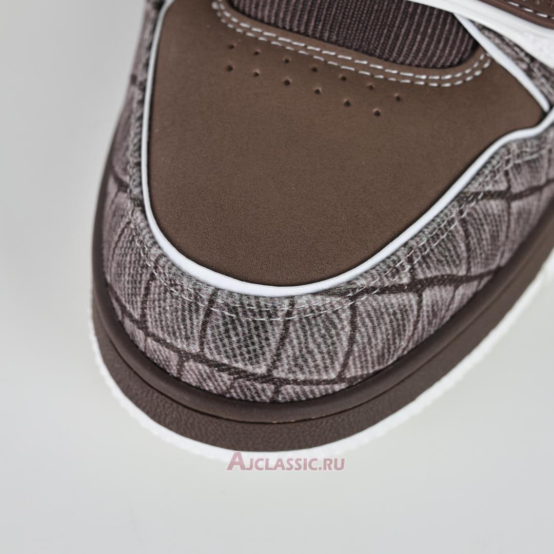 New Louis Vuitton LV Trainers Sneaker "Mocha Brown Croc-Embossed Denim" 1ADE26 Shoes