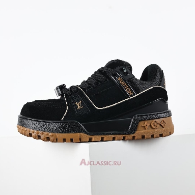Buy Louis Vuitton LV Trainer Maxi Sneaker Black Brown Suede Black 1ABM30 Quality Reps Replicas Shoes