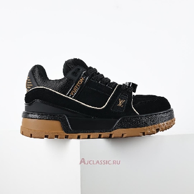 Buy Louis Vuitton LV Trainer Maxi Sneaker Black Brown Suede Black 1ABM30 Quality Reps Replicas Shoes