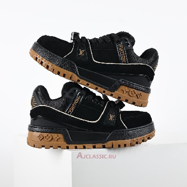 Buy Louis Vuitton LV Trainer Maxi Sneaker Black Brown Suede Black 1ABM30 Quality Reps Replicas Shoes
