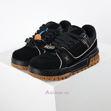 Buy Louis Vuitton LV Trainer Maxi Sneaker Black Brown Suede Black 1ABM30 Quality Reps Replicas Shoes