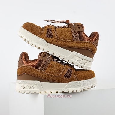 Buy Louis Vuitton LV Trainer Maxi Sneaker Beige Brown Suede Brown 1AD7CJ-2 Quality Reps Replicas Shoes