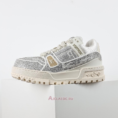 Buy Louis Vuitton LV Trainer Maxi Sneaker Silver Swarovski Crystals Silver 1ADH3W-2 Quality Reps Replicas Shoes