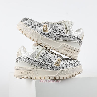 Buy Louis Vuitton LV Trainer Maxi Sneaker Silver Swarovski Crystals Silver 1ADH3W-2 Quality Reps Replicas Shoes
