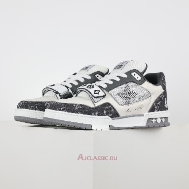 Buy Louis Vuitton LV Trainer Sneaker Monogram Denim Dark Grey White Grey 1ADF0U-2 Quality Reps Replicas Shoes