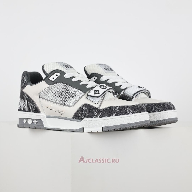 Buy Louis Vuitton LV Trainer Sneaker Monogram Denim Dark Grey White Grey 1ADF0U-2 Quality Reps Replicas Shoes