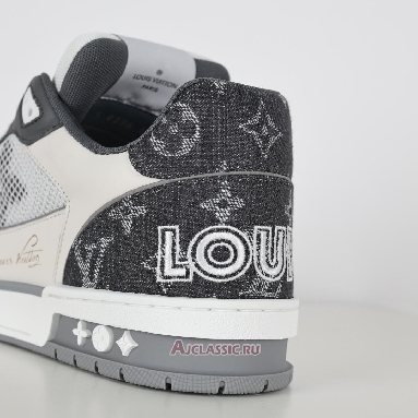Buy Louis Vuitton LV Trainer Sneaker Monogram Denim Dark Grey White Grey 1ADF0U-2 Quality Reps Replicas Shoes