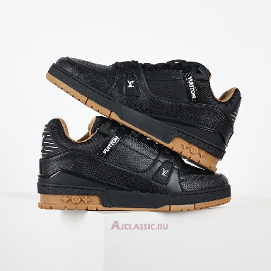 Buy Louis Vuitton LV Trainer Sneaker Black Leather Black 1AHTSW Quality Reps Replicas Shoes