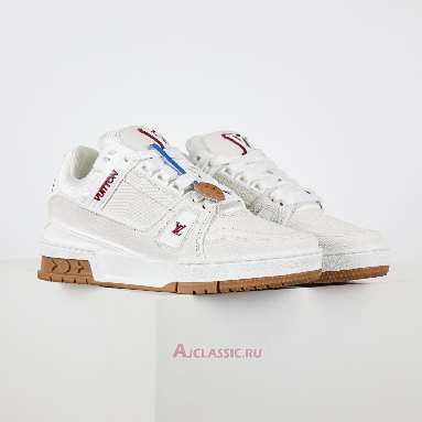 Buy Louis Vuitton LV Trainer Sneaker White Red Leather White 1AHTS7 Quality Reps Replicas Shoes