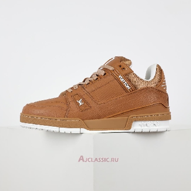 Buy Louis Vuitton LV Trainer Sneaker Cognac Brown Leather Brown 1AHTTA Quality Reps Replicas Shoes