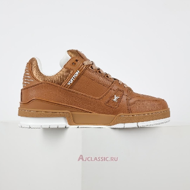 Buy Louis Vuitton LV Trainer Sneaker Cognac Brown Leather Brown 1AHTTA Quality Reps Replicas Shoes