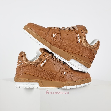 Buy Louis Vuitton LV Trainer Sneaker Cognac Brown Leather Brown 1AHTTA Quality Reps Replicas Shoes