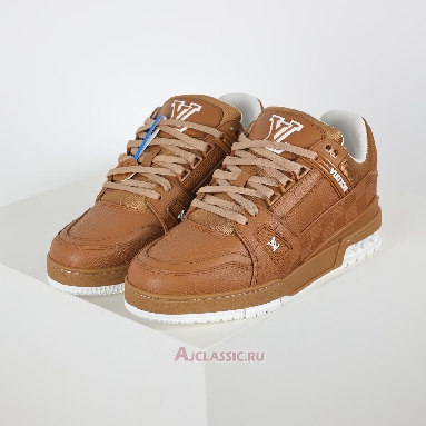 Buy Louis Vuitton LV Trainer Sneaker Cognac Brown Leather Brown 1AHTTA Quality Reps Replicas Shoes