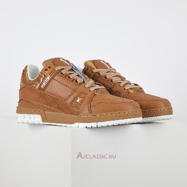 Buy Louis Vuitton LV Trainer Sneaker Cognac Brown Leather Brown 1AHTTA Quality Reps Replicas Shoes