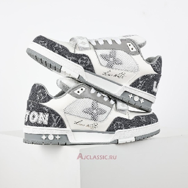 Buy Louis Vuitton LV Trainers Sneaker Velcro Strap - Grey Monogram Denim Grey 1ADF0X Quality Reps Replicas Shoes