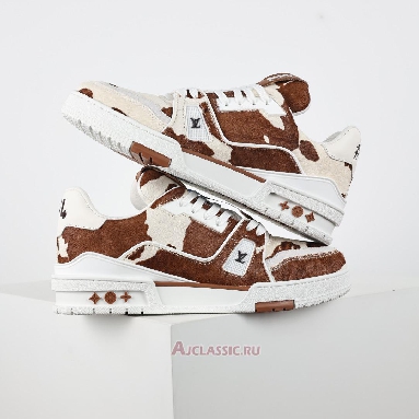 Buy Louis Vuitton LV Trainers Sneaker Brown White Animal Print Brown 1AD7BY-2 Quality Reps Replicas Shoes