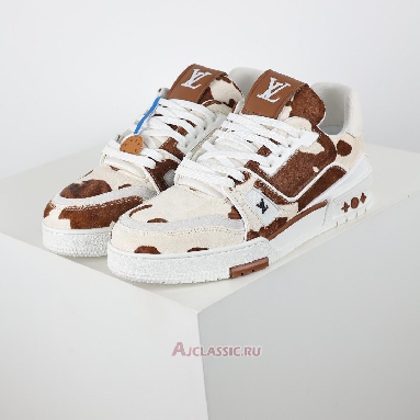 Buy Louis Vuitton LV Trainers Sneaker Brown White Animal Print Brown 1AD7BY-2 Quality Reps Replicas Shoes