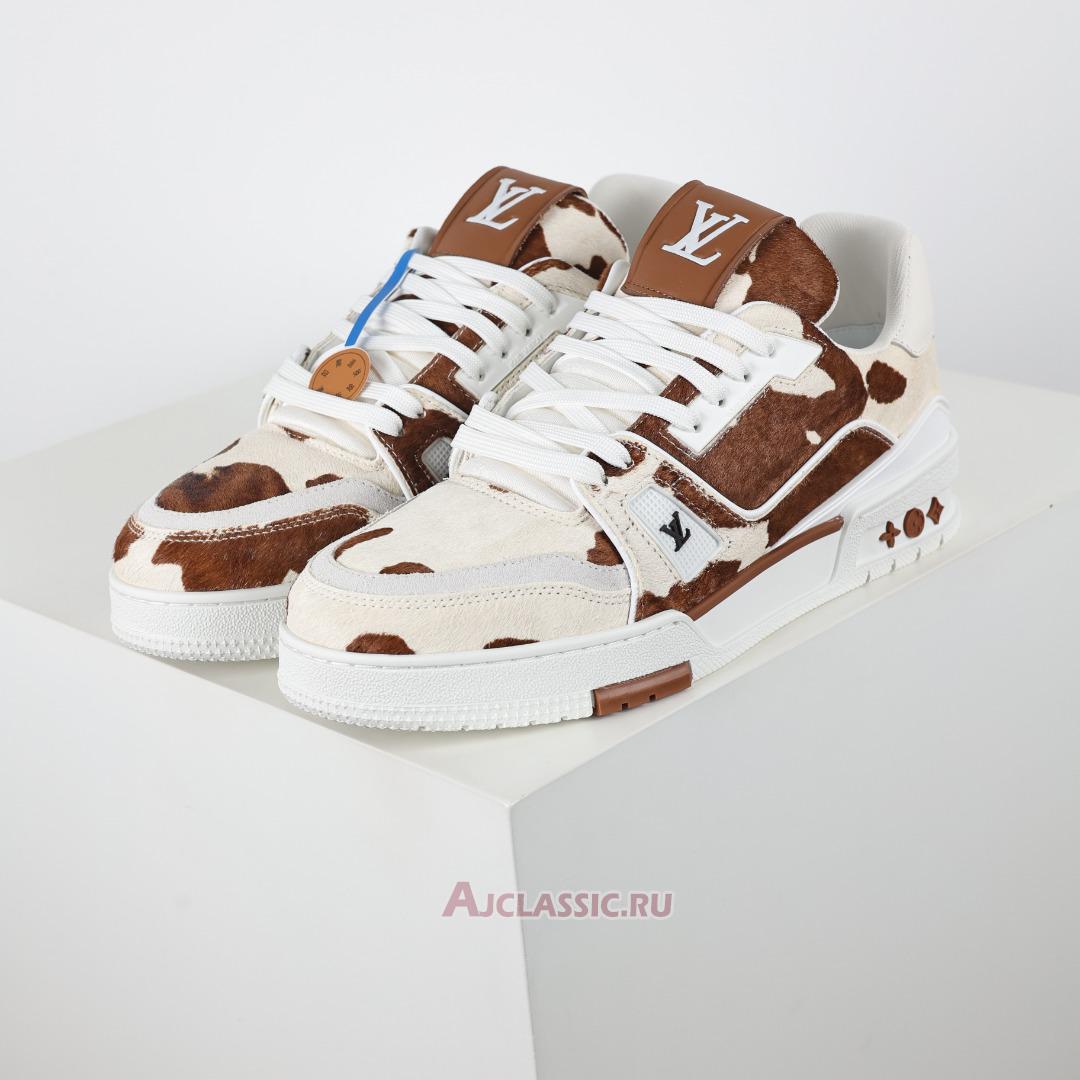 New Louis Vuitton LV Trainers Sneaker "Brown White Animal Print" 1AD7BY-2 Shoes