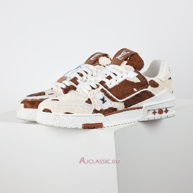 Buy Louis Vuitton LV Trainers Sneaker Brown White Animal Print Brown 1AD7BY-2 Quality Reps Replicas Shoes