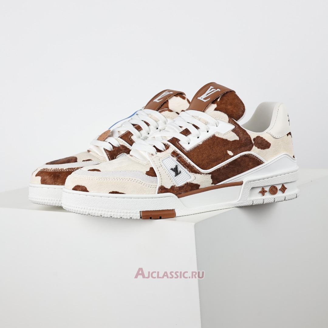 New Louis Vuitton LV Trainers Sneaker "Brown White Animal Print" 1AD7BY-2 Shoes
