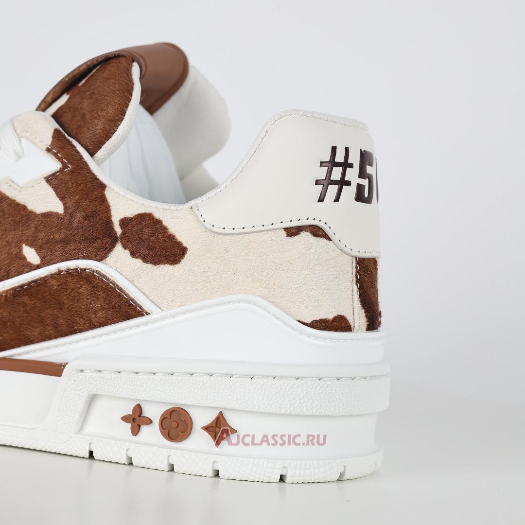 New Louis Vuitton LV Trainers Sneaker "Brown White Animal Print" 1AD7BY-2 Shoes
