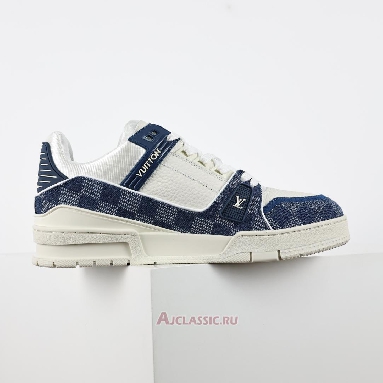 Buy Louis Vuitton LV Trainers Sneaker Blue Damier Denim Calf Leather Blue 1ACWCZ Quality Reps Replicas Shoes