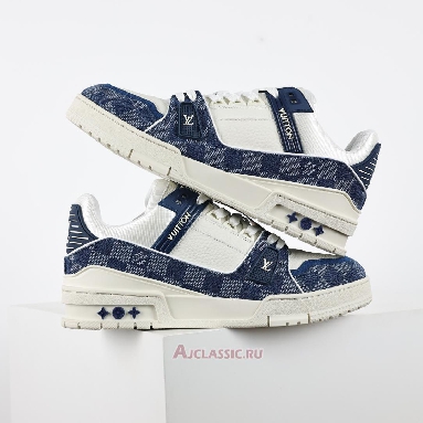 Buy Louis Vuitton LV Trainers Sneaker Blue Damier Denim Calf Leather Blue 1ACWCZ Quality Reps Replicas Shoes